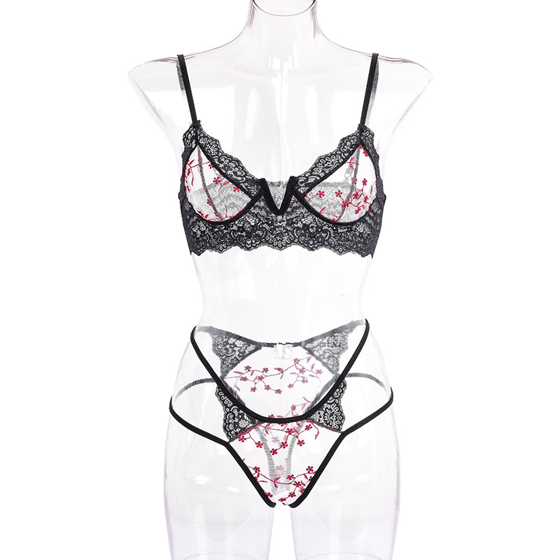 Lace Bralette Set - Women Lingerie Set Ultra Thin Lace