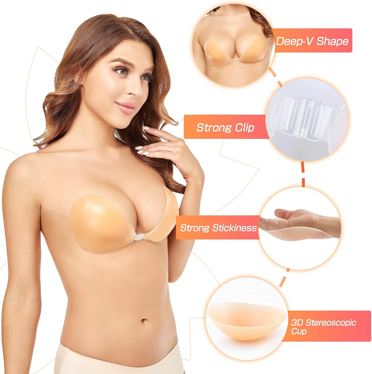Push-Up Wire-Free Solid Silico - огляд і ціна Backless Bra Sticky