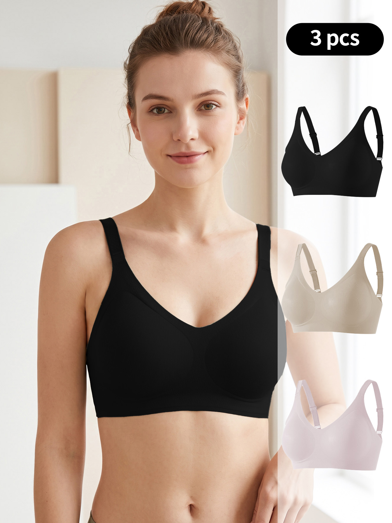 3PCS Set Women Seamless Knit W - огляд і ціна Wirefree Bra Comfort